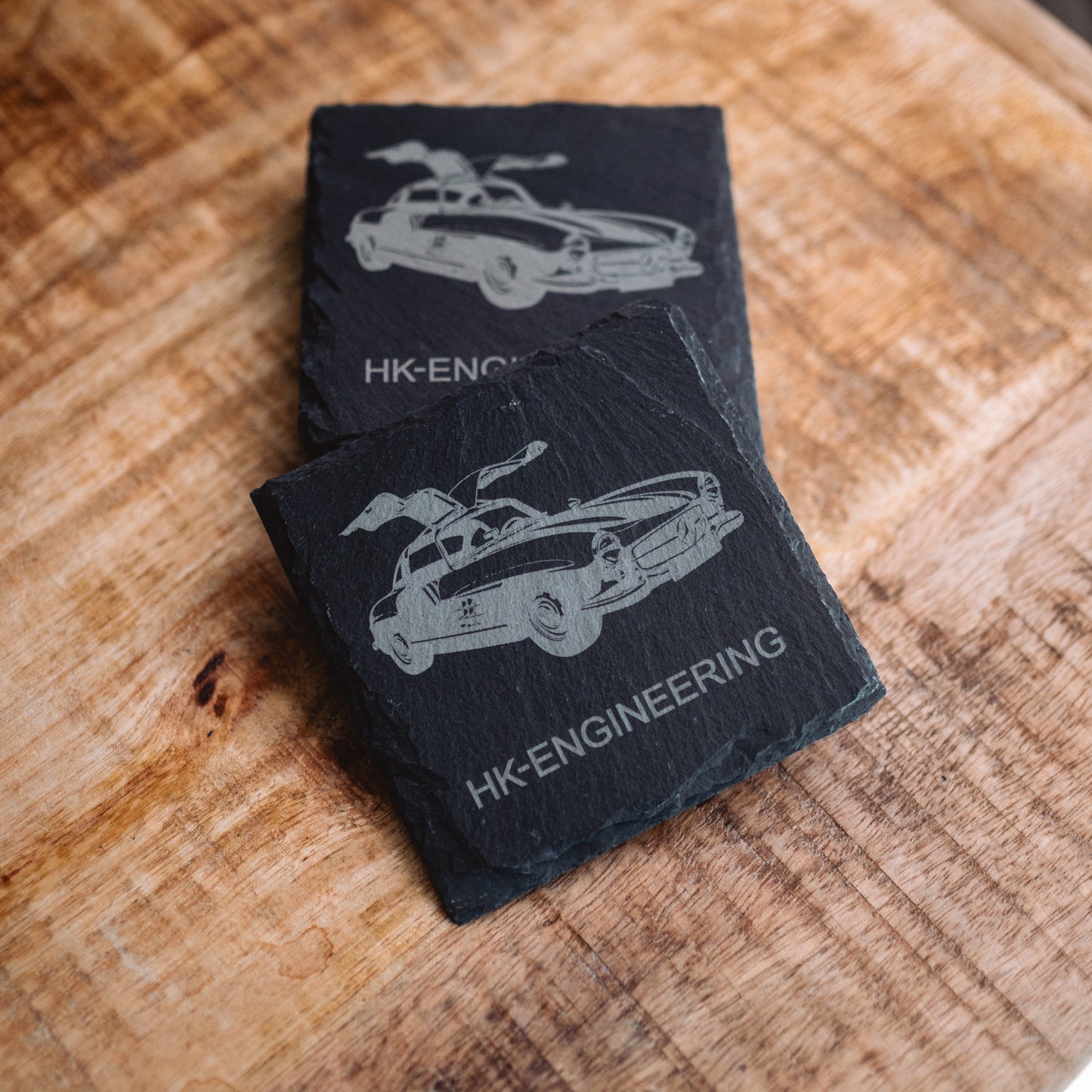 Coffee cup coasters made of slate – 300 SL engraving (set of 4)