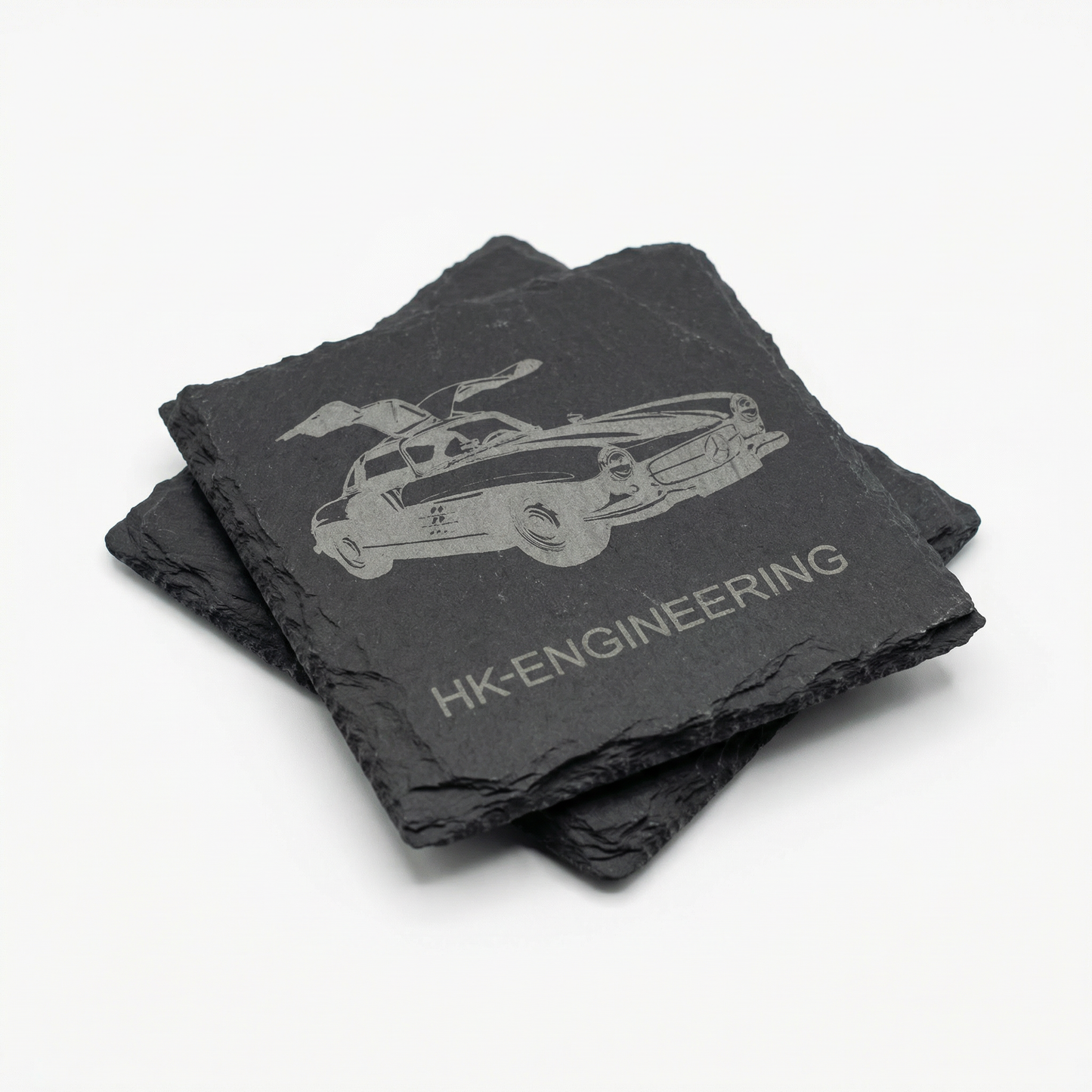 Coffee cup coasters made of slate – 300 SL engraving (set of 4)